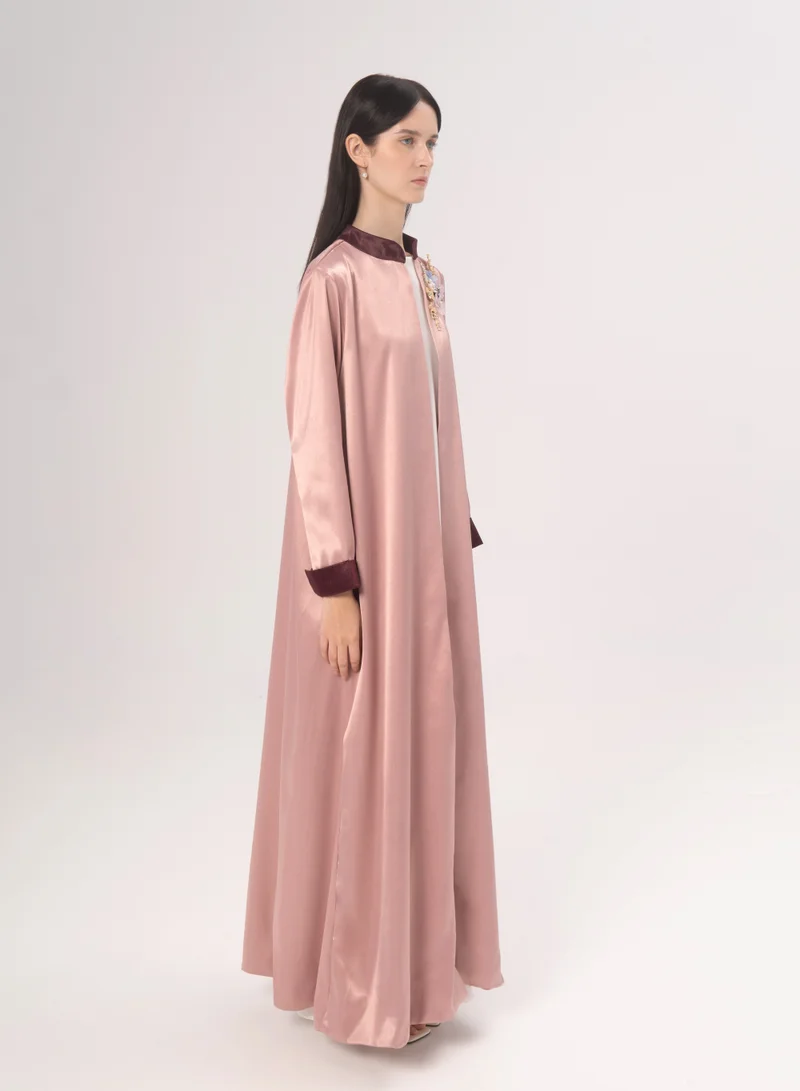 Hadiyath Al Madinah Pink Satin Abaya Coat - HM
