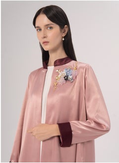 Hadiyath Al Madinah Pink Satin Abaya Coat - HM  - Image 4