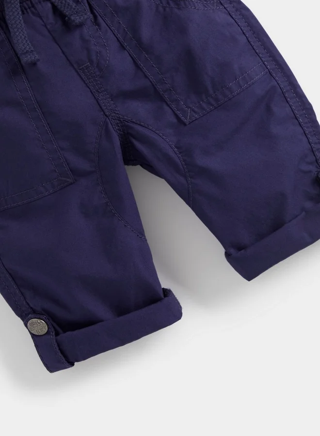 مذركير Navy Poplin Roll Up Trousers