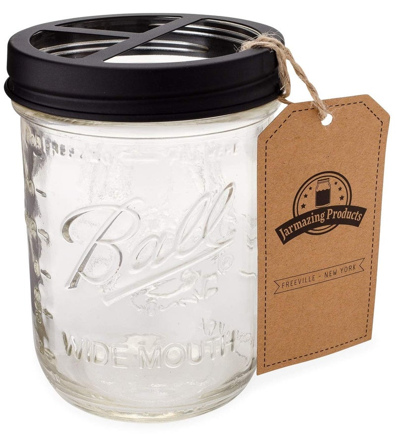 Jarmazing Products Mason Jar Toothbrush Holder â€“ Black â€“ with 16 Ounce Ball Mason Jar â€“ Made from Rust-Proof Stainless Steel - Image 3