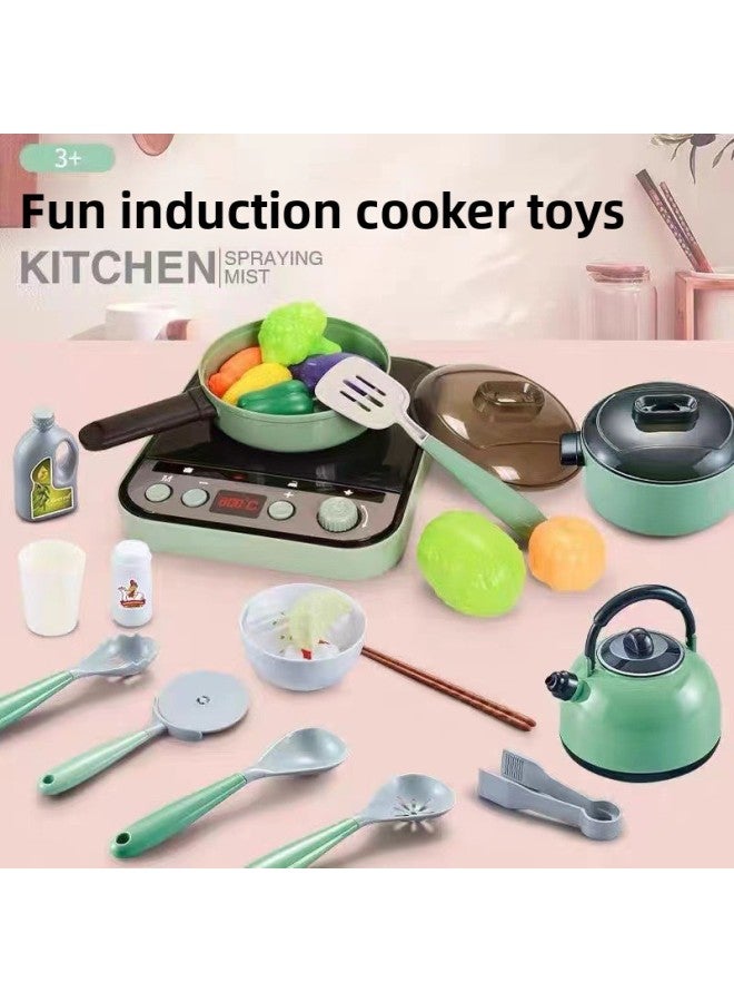 Children's Playhouse Kitchenette Toy Set Cutting Vegetables Cooking Cooking Baby Cutting Fruit Boys And Girls Simulation Kitchenware-Specifications:【Pink】 Kitchen Table 28-piece Set-with Light Sound - Image 3