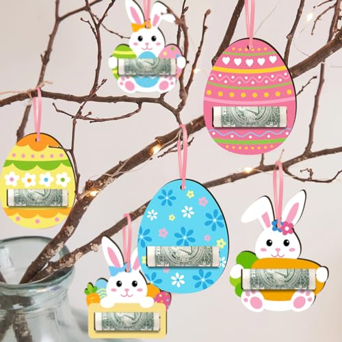 Xylolfsty Easter Money Holder Cards Set of 6 Easter Eggs Bunnies Money Holder Cards for Easter Basket Tag Gift Card Money Gifts Easter Decor Ideas - Image 2