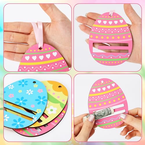 Xylolfsty Easter Money Holder Cards Set of 6 Easter Eggs Bunnies Money Holder Cards for Easter Basket Tag Gift Card Money Gifts Easter Decor Ideas - Image 4
