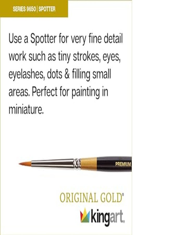 KINGART Premium 4 pc. Original Gold 9650 Series Spotter Artist Brush Set, Synthetic Golden Taklon Hair for Acrylic, Oil, Watercolor and Gouache Painting, Short Handle,4 Sizes: 18/0, 10/0, 5/0, 0 - Image 3