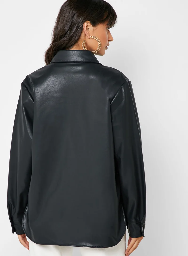 TOPSHOP Oversized Leather Jacket