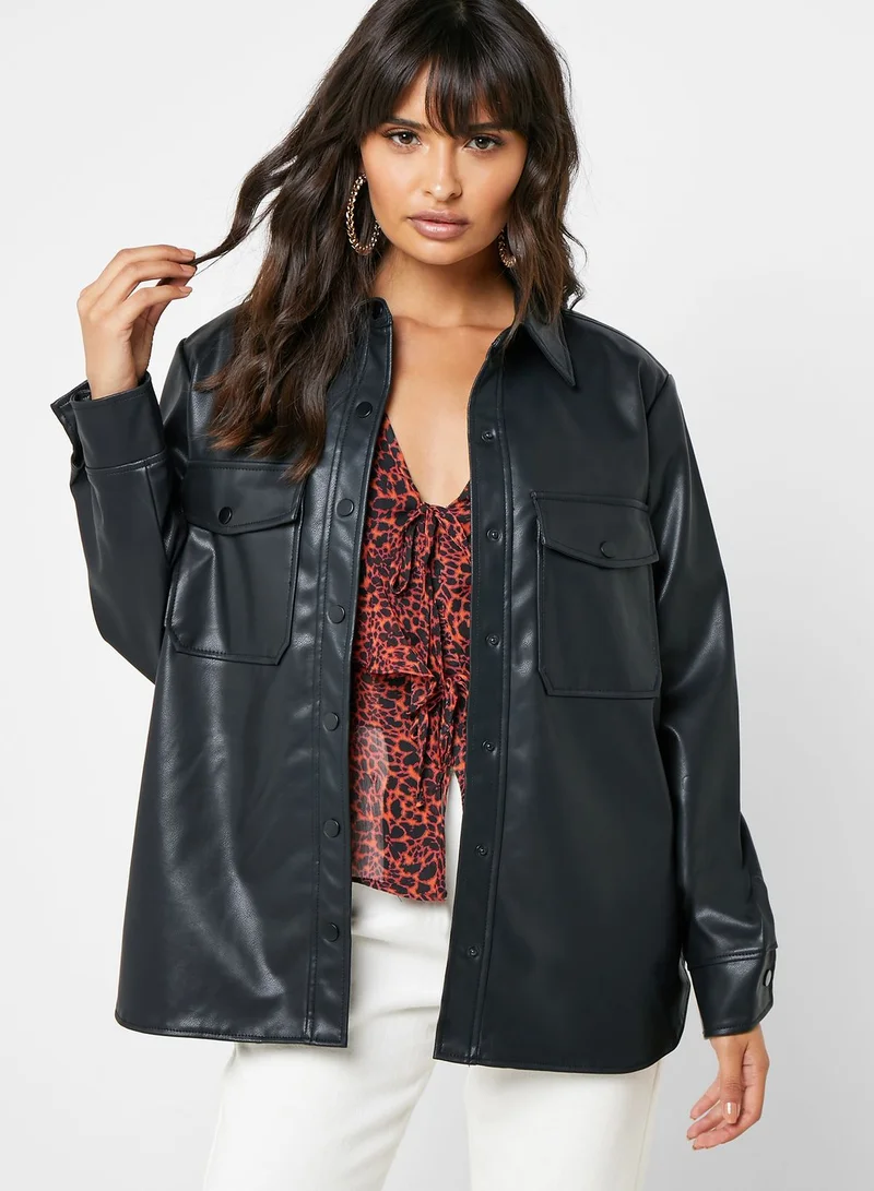 TOPSHOP Oversized Leather Jacket