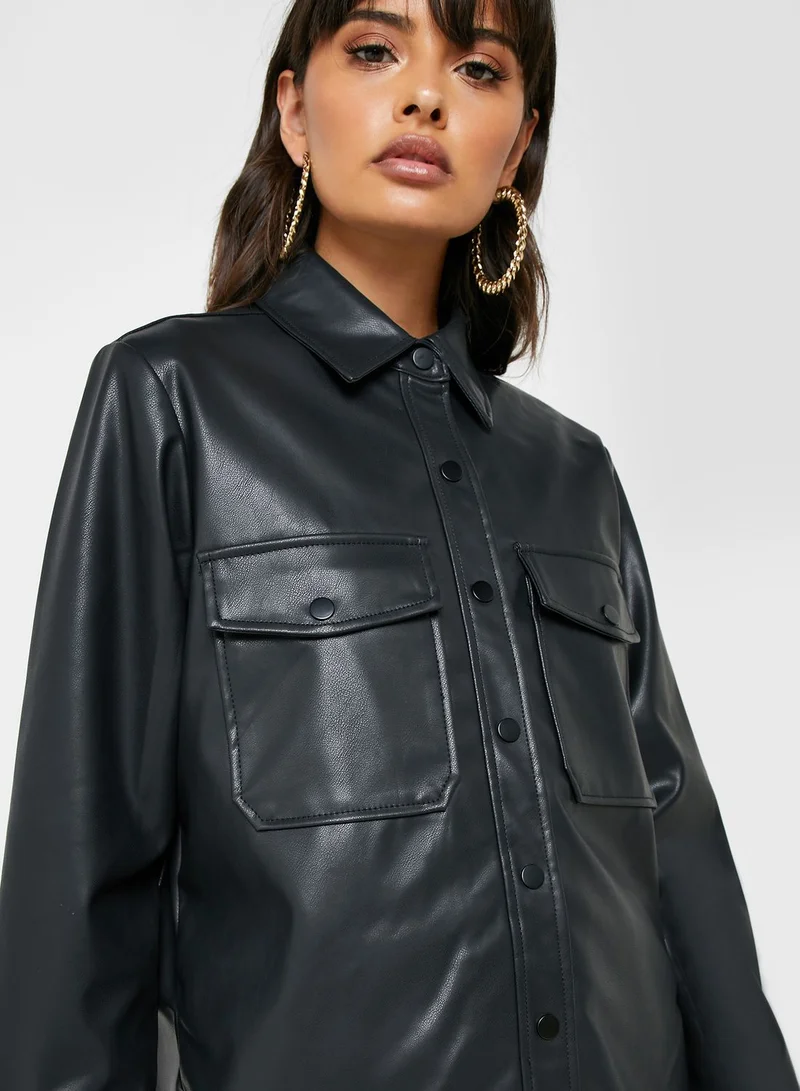 TOPSHOP Oversized Leather Jacket