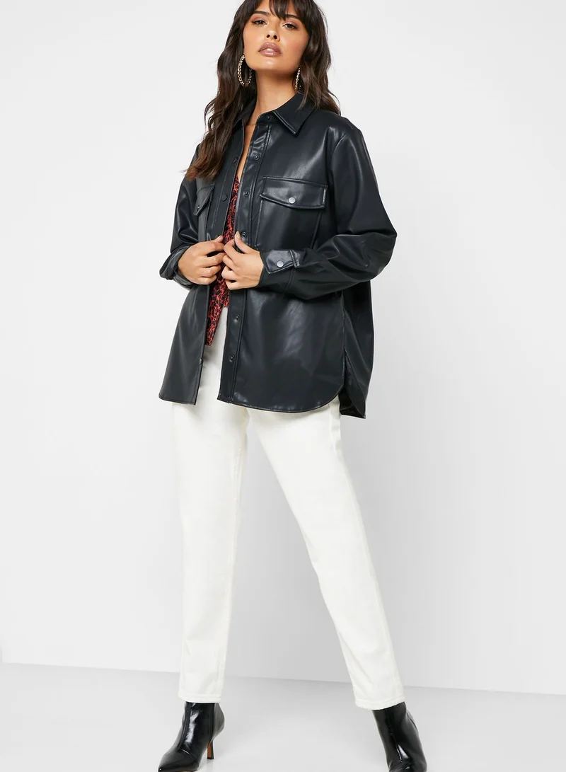 TOPSHOP Oversized Leather Jacket