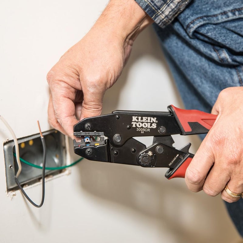 Klein Tools 3005CR Wire Crimper Tool, Ratcheting Insulated Terminal Crimper for 10 to 22 AWG Wire - Image 5