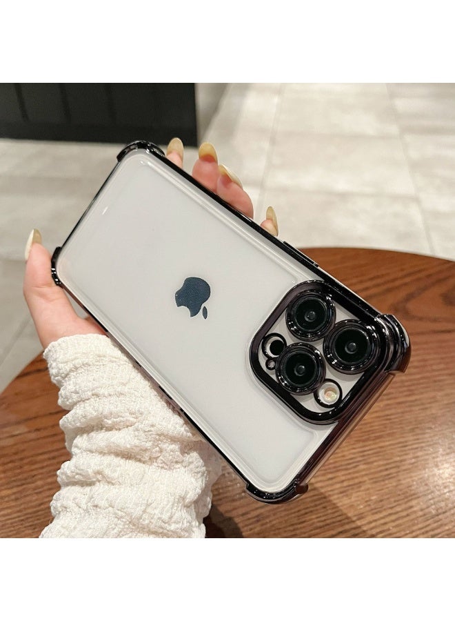 NIBEMINENT Four Corner Thickening Anti Fall Protective TPU Case Cover For iPhone 15 Pro Max, Black