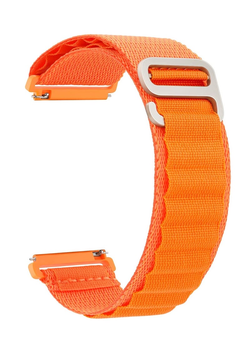 Watch 20mm Stretch Nylon Metal Alpine Loop Woven Strap for Men Women  Compatible with Samsung Galaxy Watch 4/5/5 pro Band/Active 2 40mm 44mm band/Galaxy Watch 4 Classic 42mm 46mm/Watch 3 41mm Orange  - Image 1