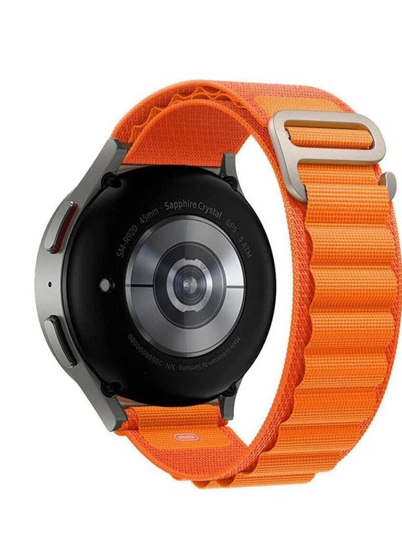 Watch 20mm Stretch Nylon Metal Alpine Loop Woven Strap for Men Women  Compatible with Samsung Galaxy Watch 4/5/5 pro Band/Active 2 40mm 44mm band/Galaxy Watch 4 Classic 42mm 46mm/Watch 3 41mm Orange  - Image 2