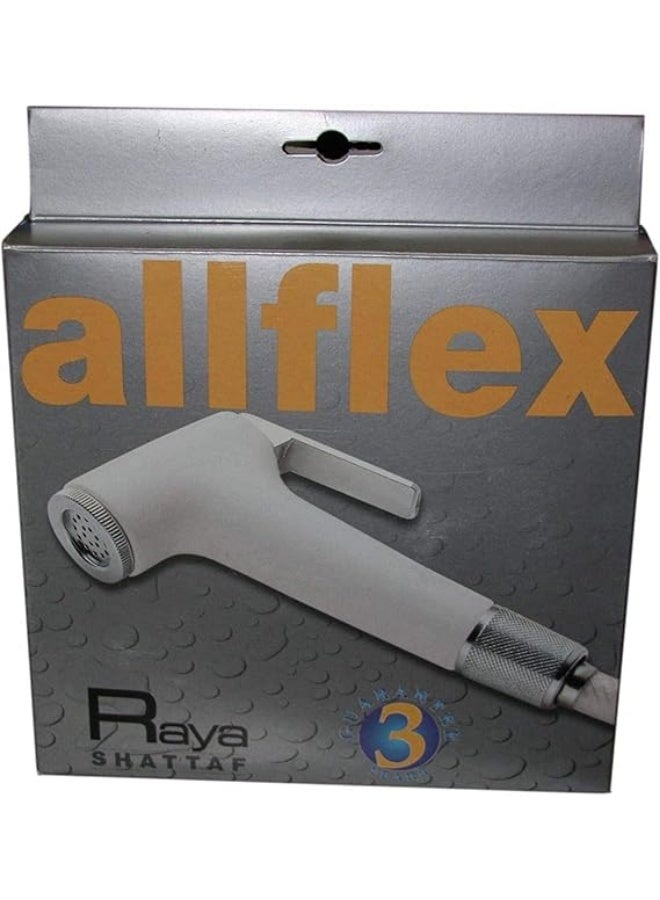 رايا طقم بخاخ دش المرحاض رايا مسلم أبيض مع خرطوم مرن وحامل حائط - Image 1