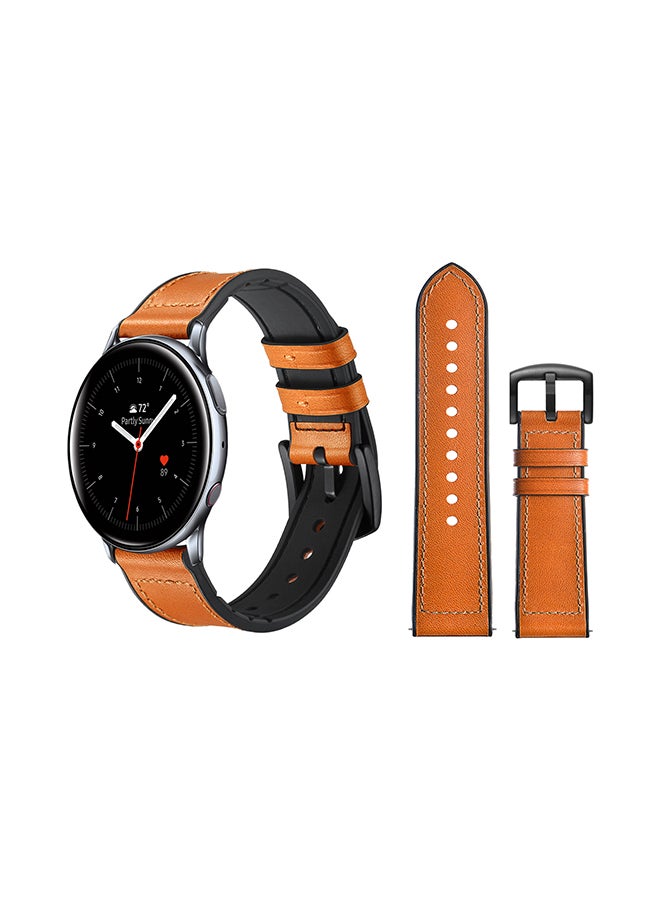 Perfii Replacement Band For Samsung Galaxy Active/Active2 Yellowish Brown