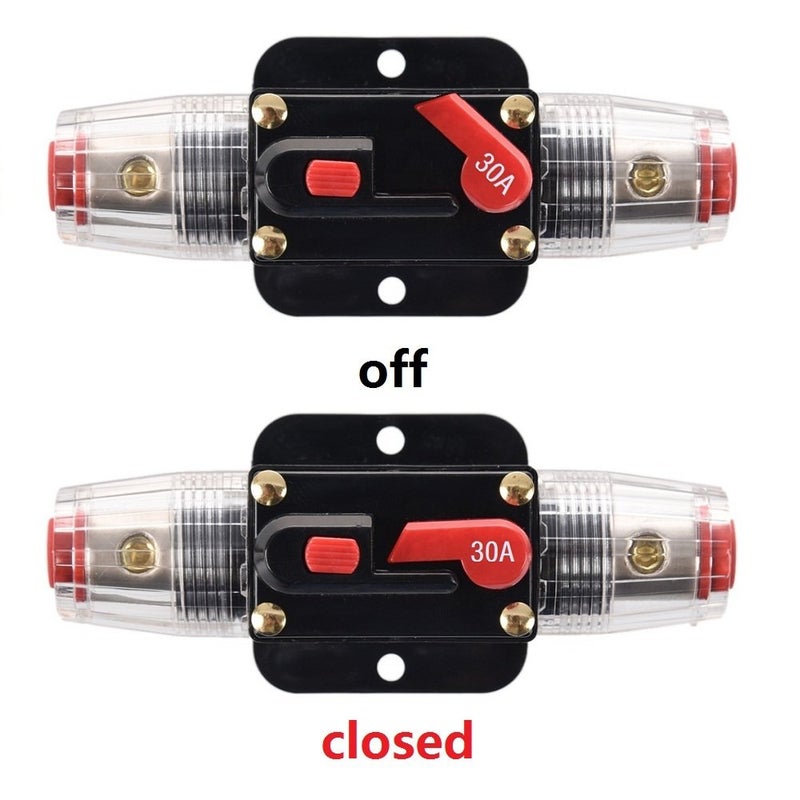 ANJOSHI 30A Fuse Holders 30A-300A Auto Car Protection Stereo Switch Inline Circuit Breaker Reset Fuse Inverter Car Audio System Protection 12V-24V DC Replace Fuses - Image 5