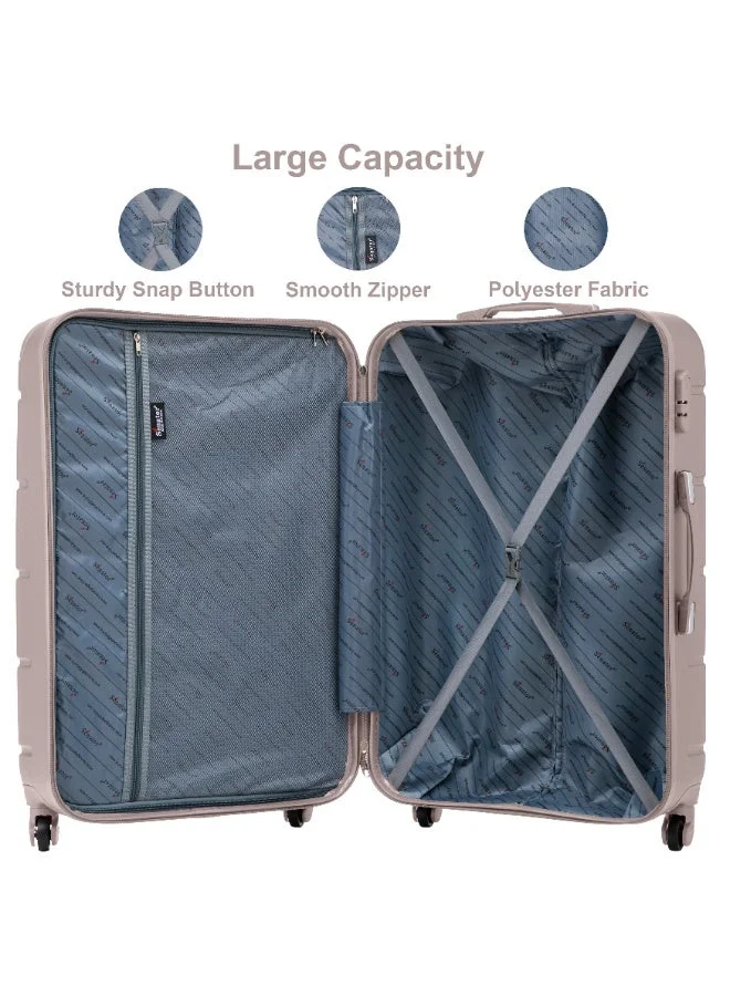 Senator Khaki Lightweight Checked Bag Durable Hard Shell Luggage 28 Inches Suit Case for Travel A1012 | ABS Large Hard sided Luggage with Spinner Wheels 4 Checked Luggage 28-Inch, Khaki  | Best Price UAE