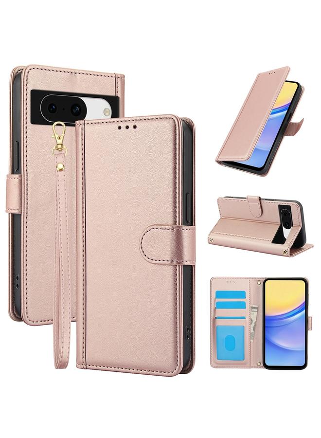 إيروريكس جراب لهاتف Google Pixel 8a Skin Feel بلون نقي مع فتحات للبطاقات من الجلد مع حبل مزدوج - Image 1