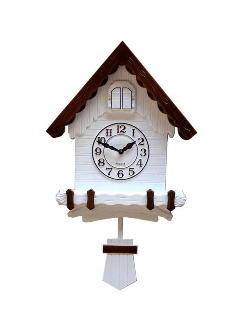 Three Secondz Three Secondz Bird time Signal Wall Clock Music Childrens Wall Clock Creative Fashion Living Room Hourly Alarm Resin Pendulum Wall Clock for Home Decor 52H x 31W White Brown  - Image 2