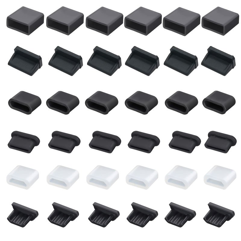 36pcs 6 Assorted USB Dust Cover Plugs USB Type C Dust Plugs Soft Micro USB Port Protector Dust Cover Protective Plug Caps for USB A Micro USB Type C Ports - Image 4