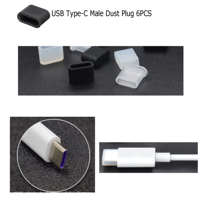 36pcs 6 Assorted USB Dust Cover Plugs USB Type C Dust Plugs Soft Micro USB Port Protector Dust Cover Protective Plug Caps for USB A Micro USB Type C Ports - Image 3
