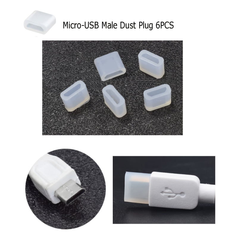 36pcs 6 Assorted USB Dust Cover Plugs USB Type C Dust Plugs Soft Micro USB Port Protector Dust Cover Protective Plug Caps for USB A Micro USB Type C Ports - Image 1