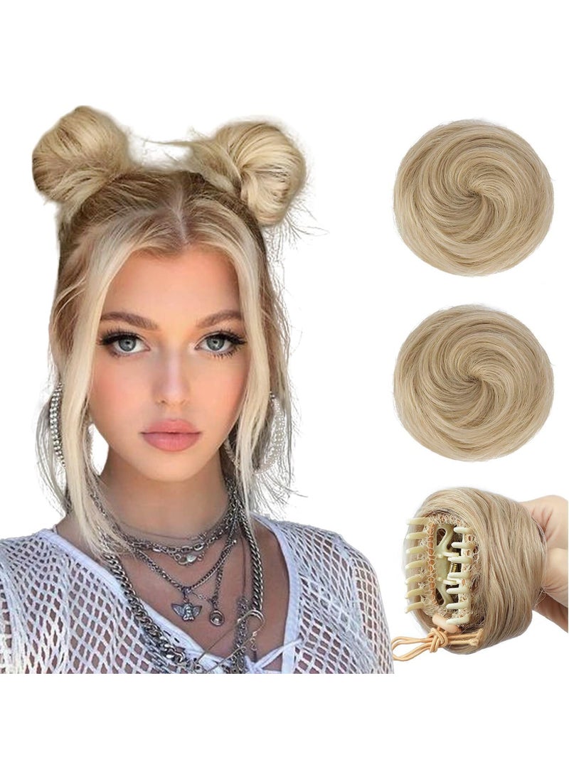 HANYUDIE - HANYUDIE Space Buns Hair Pieces 2PCS Claw Clip in Hair Bun Mini Bun Hair Scrunchies Extension for Women Girls 18613 - Image 1