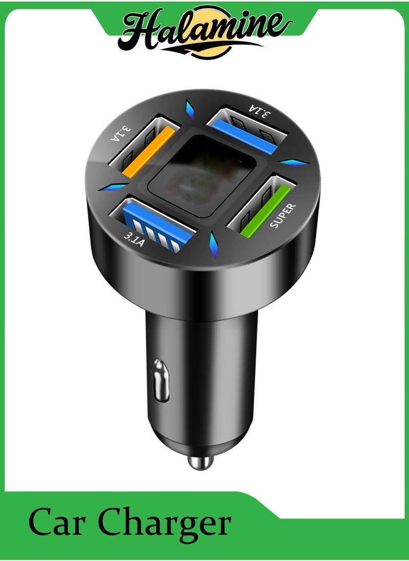 Car Charger, 66W Fast Car Charger with Retractable Charging Cable, PD Mobile Phone Charging Head One to Four QC3.0 Car Charger