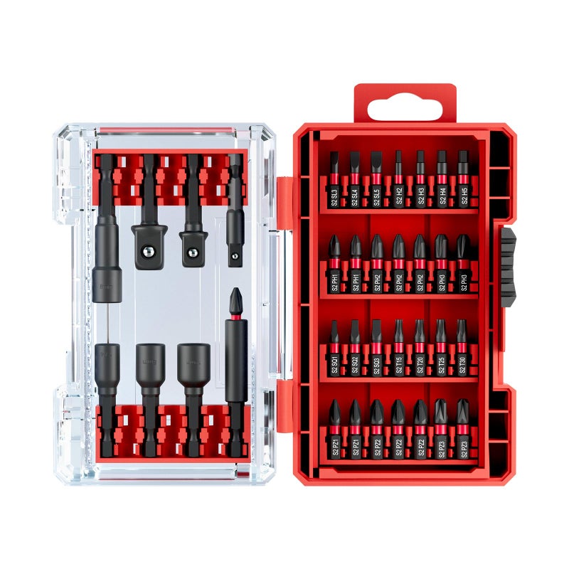 YOSIGHT 36Pcs Impact Driver Bits Set with a Storage Case, 28 Magnetic Screwdriver Bits, 5 Magnetic Sockets, 3 Socket Adapters, 1/4 In. Hex Shank Driver Tools Set for Power Screwdrivers, Electric Drill Drivers - Image 1