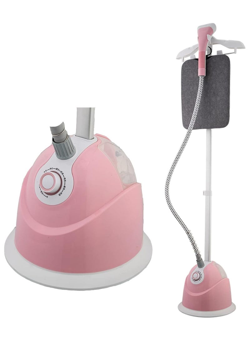 Garment Steamer Upright 1600W Fabric Steamer for Clothes Heavy Duty Hanging Clothes Steamer, 10 Steam Levels, 1.6L Water Tank, with Ironing Board Hangers,Pink - Image 1