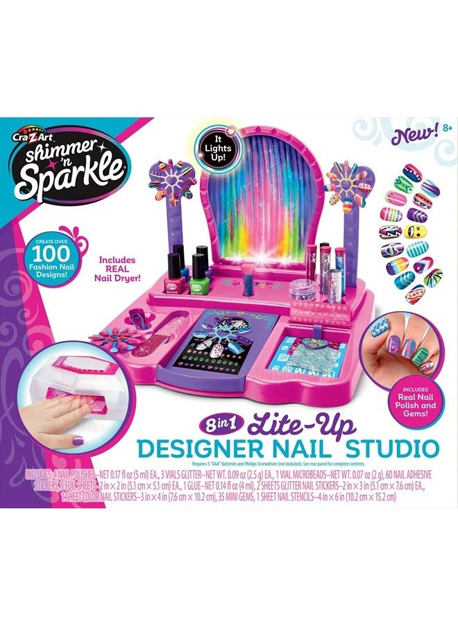 Cra-Z-Art استوديو تصميم الأظافر المتلألئ 8 في 1 مع إضاءة - Image 1