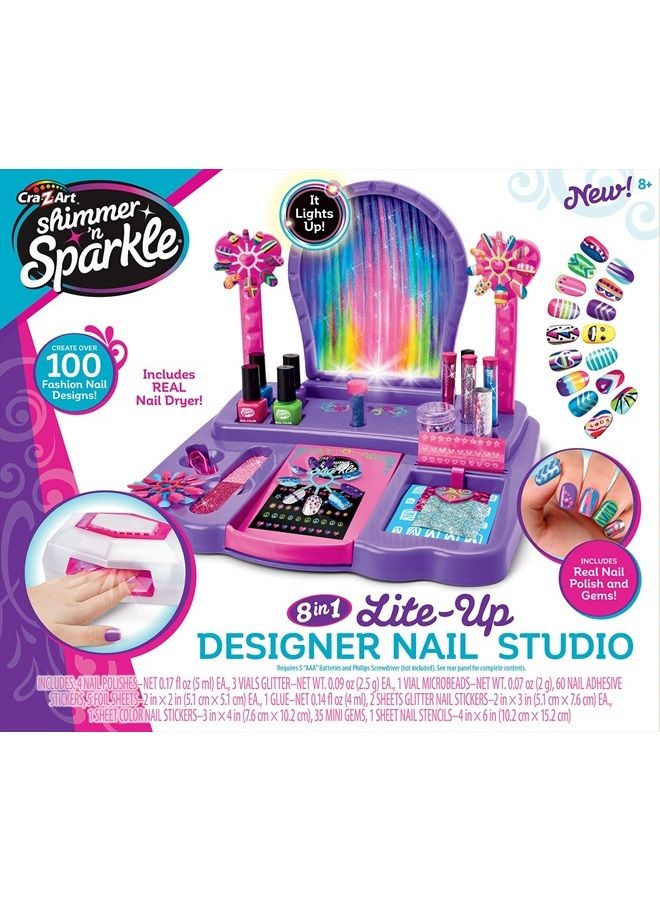 Cra-Z-Art استوديو تصميم الأظافر المتلألئ 8 في 1 مع إضاءة - Image 3
