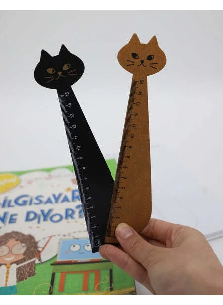 Kağıt Gemi Dükkan Wooden Cat Ruler