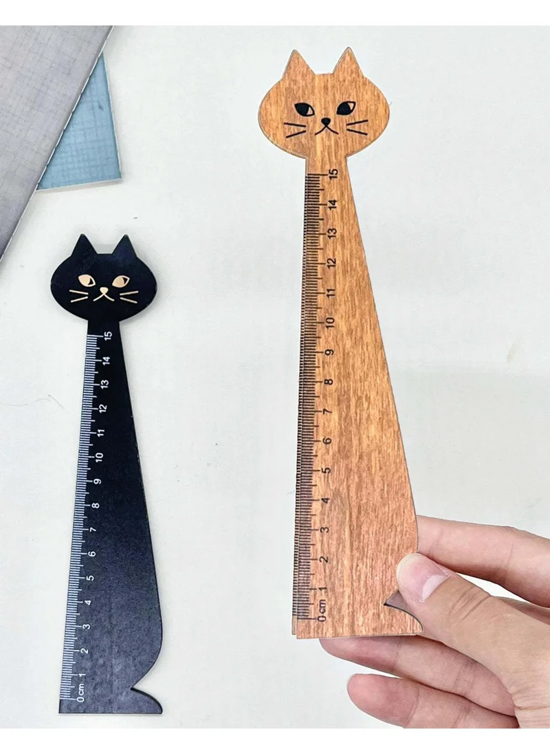 Kağıt Gemi Dükkan Wooden Cat Ruler
