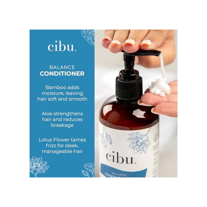 CIBU Balance Conditioner 30063 Nutrient-Rich Formula Moisturizes, Strengthens & Repairs Dry Hair | Sulfate-Free for All Hair Types/Textures | Gentle for Daily Use for Clean, Healthy Shine 11.83oz - Image 4