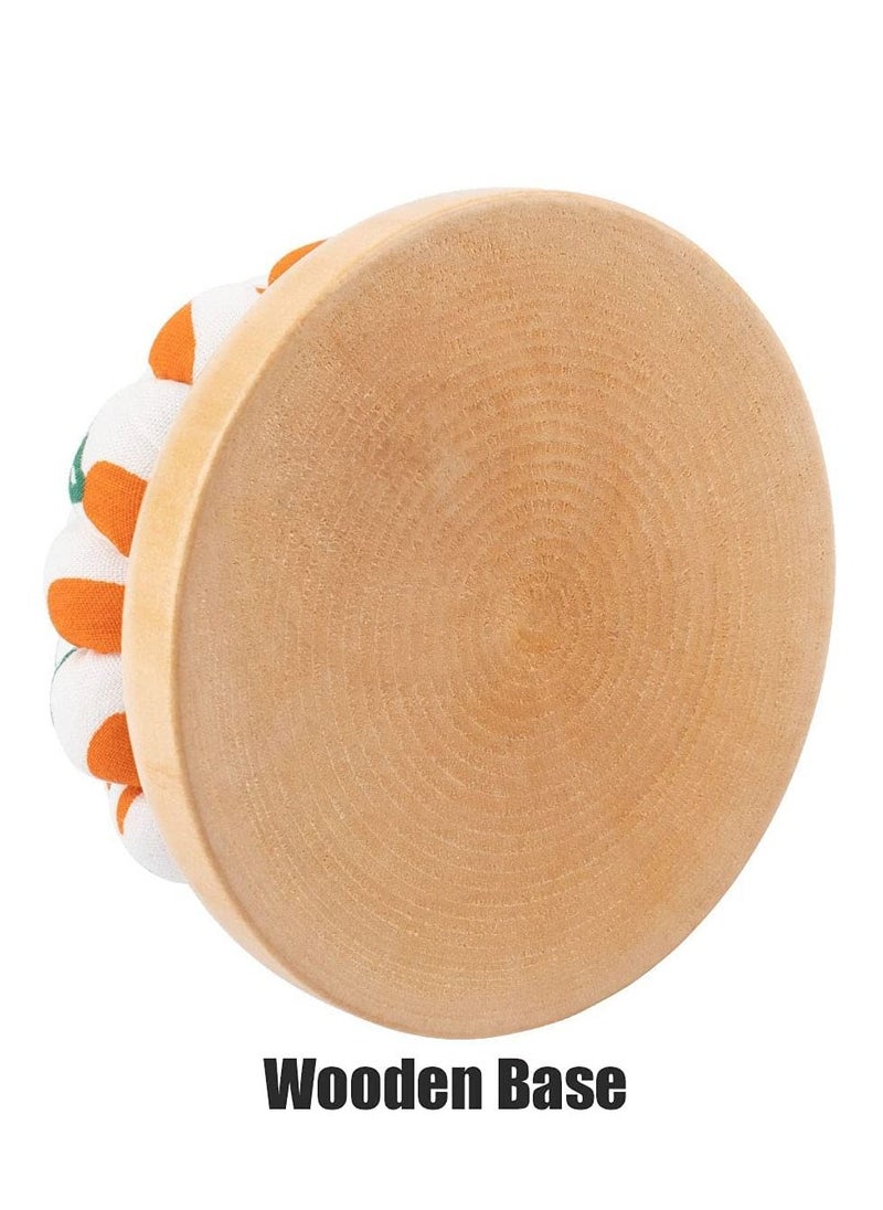 Y&D - 2PCS Pin Cushion, Wooden Base Needle Pincushions Carrot Pattern Style Round Cushion for Sewing Holders or DIY Crafts - Image 1