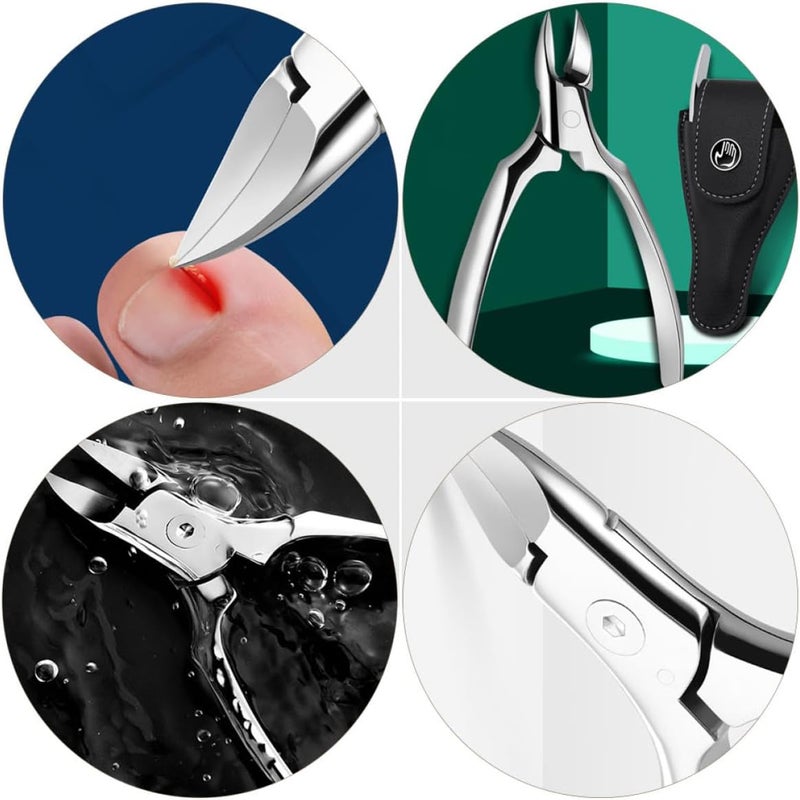 Stainless Steel Ingrown Toenail Clippers Pedicure Trimmers Cuticle Nipper with Black Handle Set Foot Care Tool for Precision Nail Cutting and Dead Skin Removal - Image 3