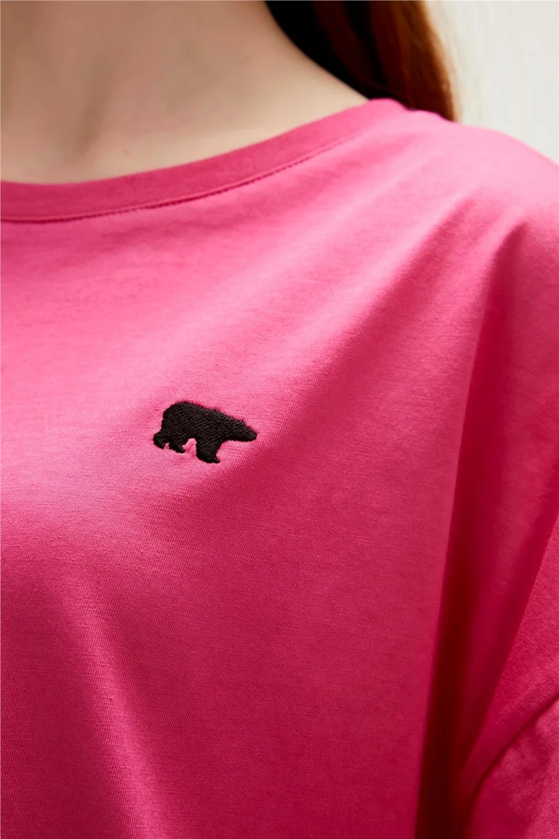 باد بير Aliana Oversize T-Shirt Fuchsia Pink Basic Women's T-Shirt10