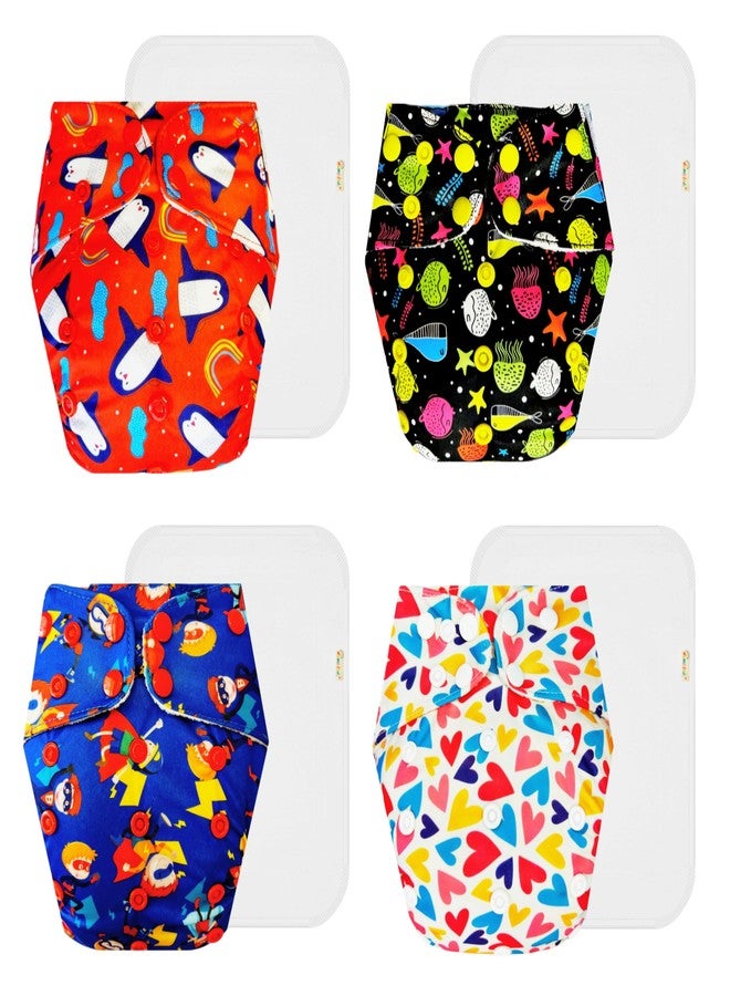 حفاضات دمبلدو القماشية الممتازة مع حشوة قطنية (عبوة من 4) | ملائمة تمامًا | مانعة للتسرب | سهلة التنظيف | مصممة من قبل الأمهات | من 3 أشهر إلى 3 سنوات | للجنسين - Image 1