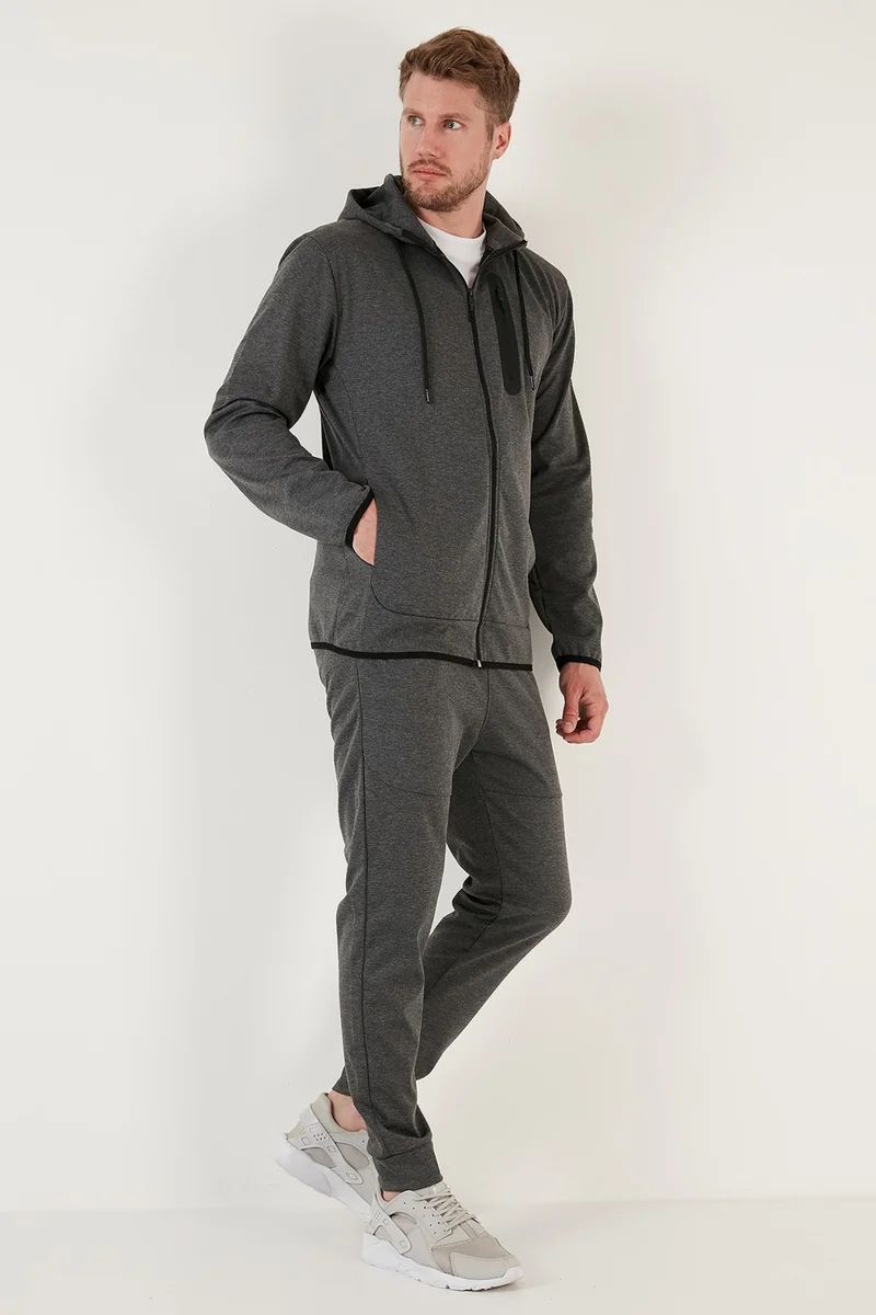 Buratti Slim Fit Zippered Hooded Tracksuit Set Men's Tracksuit 651005