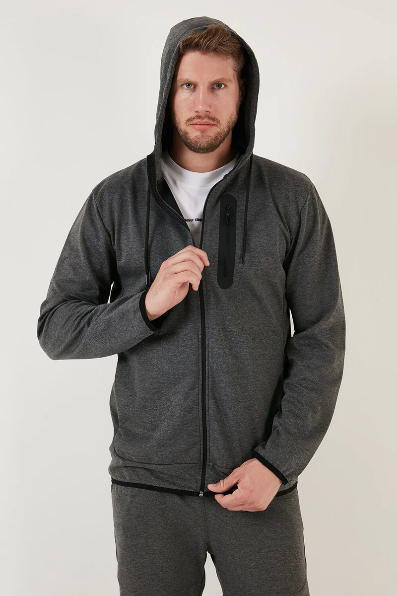Buratti Slim Fit Zippered Hooded Tracksuit Set Men's Tracksuit 651005