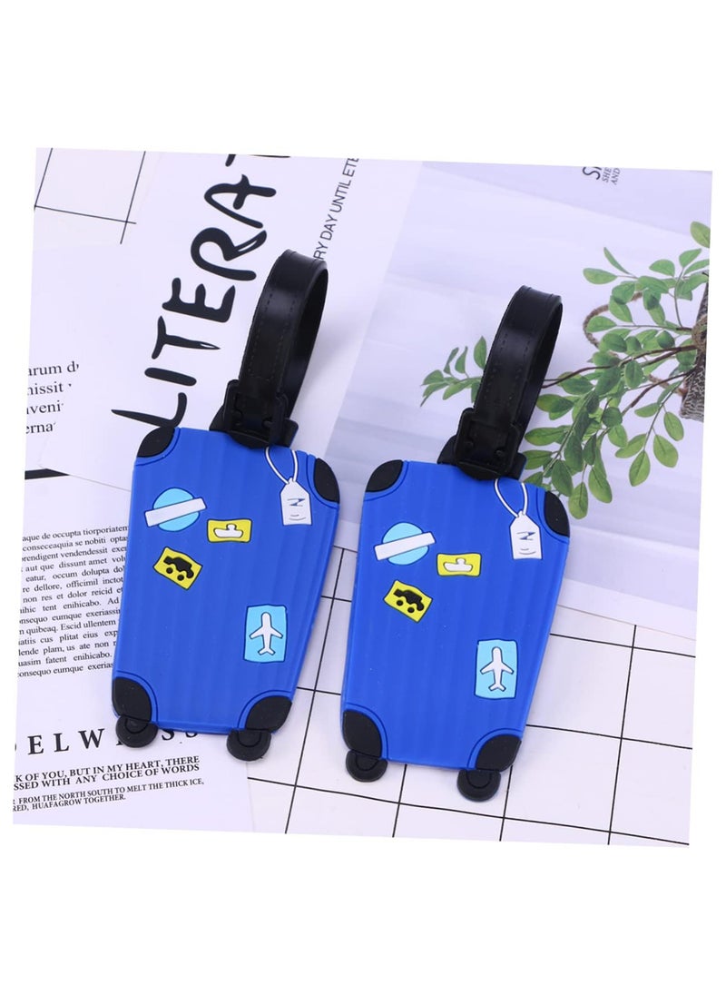 Cuisine Art Luggage Tag with Name ID Card, Personalized Identifier ID Labels, Flexible PVC Travel Tags, Secure Travel Luggage Labels for Baggage Identity, Suitcase Tag - Trolley Shape, Blue  - Image 5