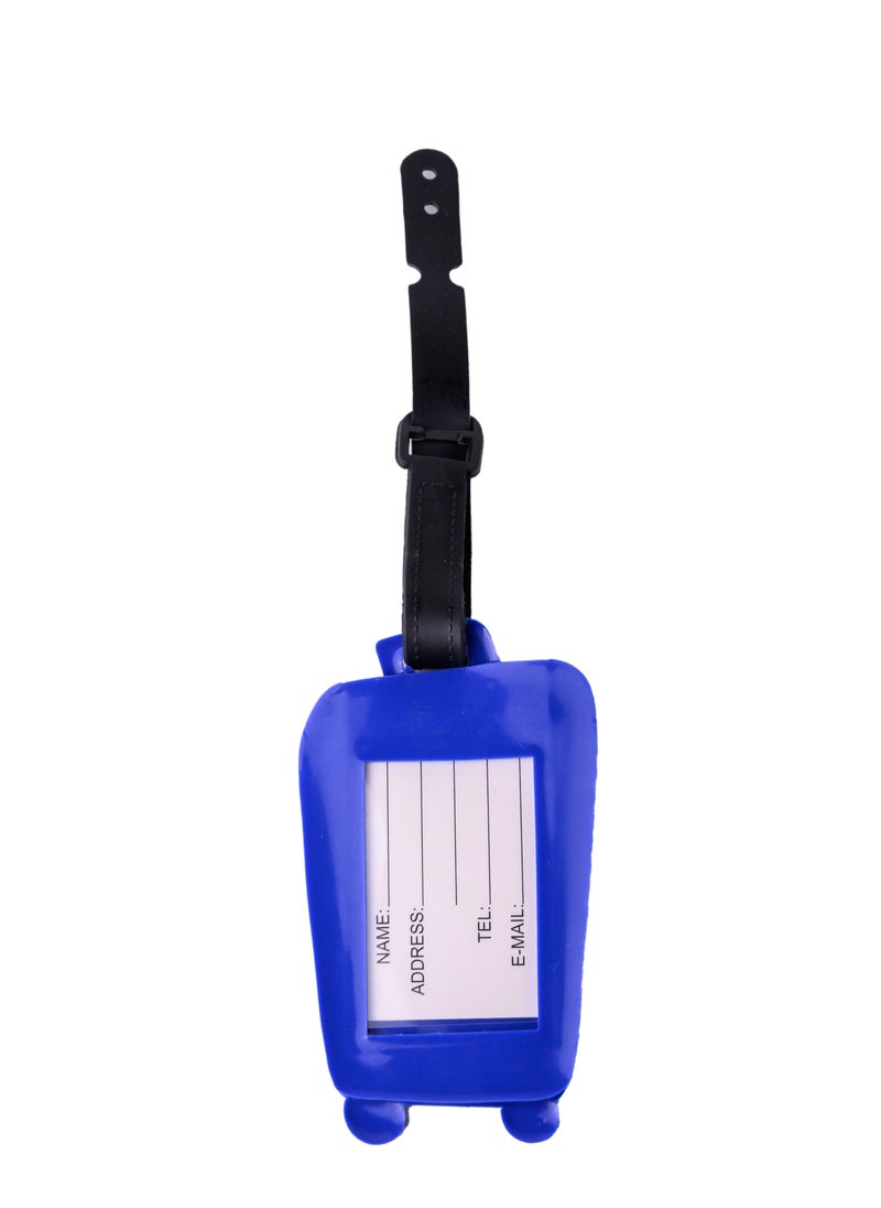 Cuisine Art Luggage Tag with Name ID Card, Personalized Identifier ID Labels, Flexible PVC Travel Tags, Secure Travel Luggage Labels for Baggage Identity, Suitcase Tag - Trolley Shape, Blue  - Image 2