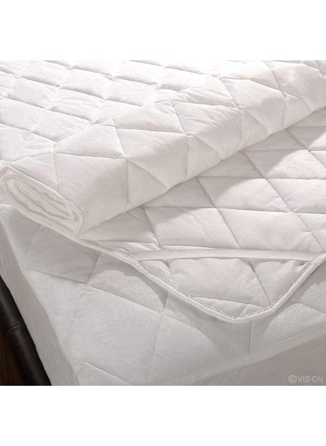 Somerfield - Somer Field - Bedding Quilted Fitted Mattress Pad - Elastic Fitted Stretchable Mattress Protector - Machine Washable Mattress Topper - Quilted - White (200 X 200 Cm) - Image 1