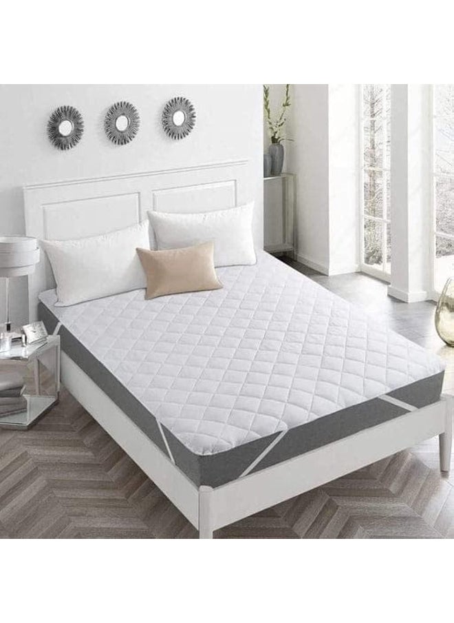 Somerfield - Somer Field - Bedding Quilted Fitted Mattress Pad - Elastic Fitted Stretchable Mattress Protector - Machine Washable Mattress Topper - Quilted - White (200 X 200 Cm) - Image 1