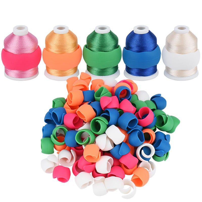 Simthread 100pcs Upgraded Thread Holder/Spool Huggers Compatible with Larger spools- Keep Thread Spool Neat&Organized for Sewing and Embroidery Machine Thread Spools - Image 1