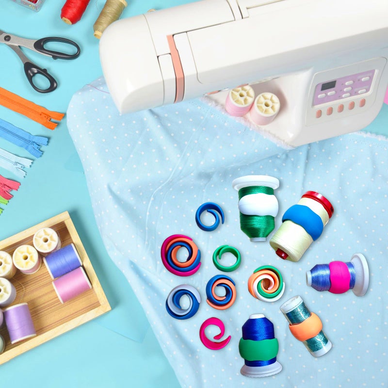 Simthread 100pcs Upgraded Thread Holder/Spool Huggers Compatible with Larger spools- Keep Thread Spool Neat&Organized for Sewing and Embroidery Machine Thread Spools - Image 3