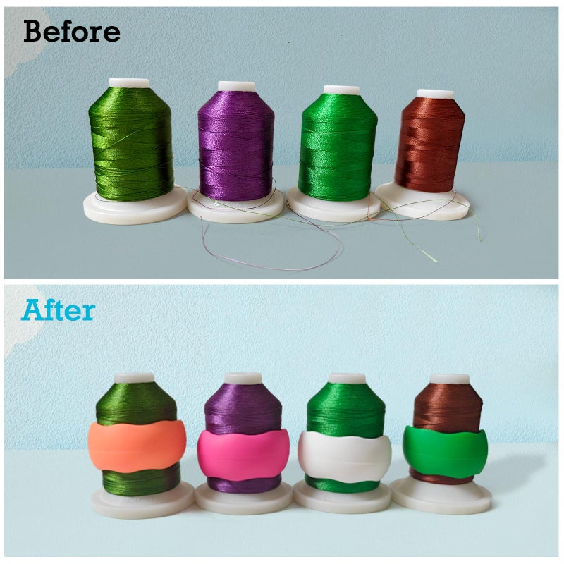 Simthread 100pcs Upgraded Thread Holder/Spool Huggers Compatible with Larger spools- Keep Thread Spool Neat&Organized for Sewing and Embroidery Machine Thread Spools - Image 4