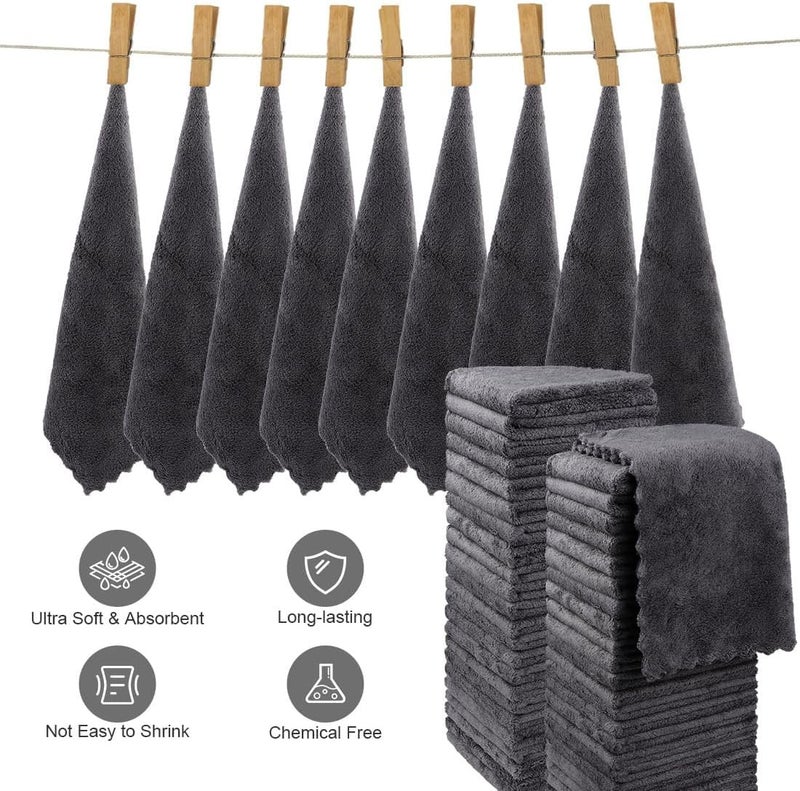 اورايتي مناشفات غسلات Orighty Premium 48 Pack Ultra Soft Playel مجموعات 12 × 12 بوصة وامتصعة وتجفيف سريع المخملية المخملية المخملية الغسيل متعدد الأغراض لأغذية متعددة الأغراض لفندق الحمام والصالة الرياضية (رمادي) - Image 3