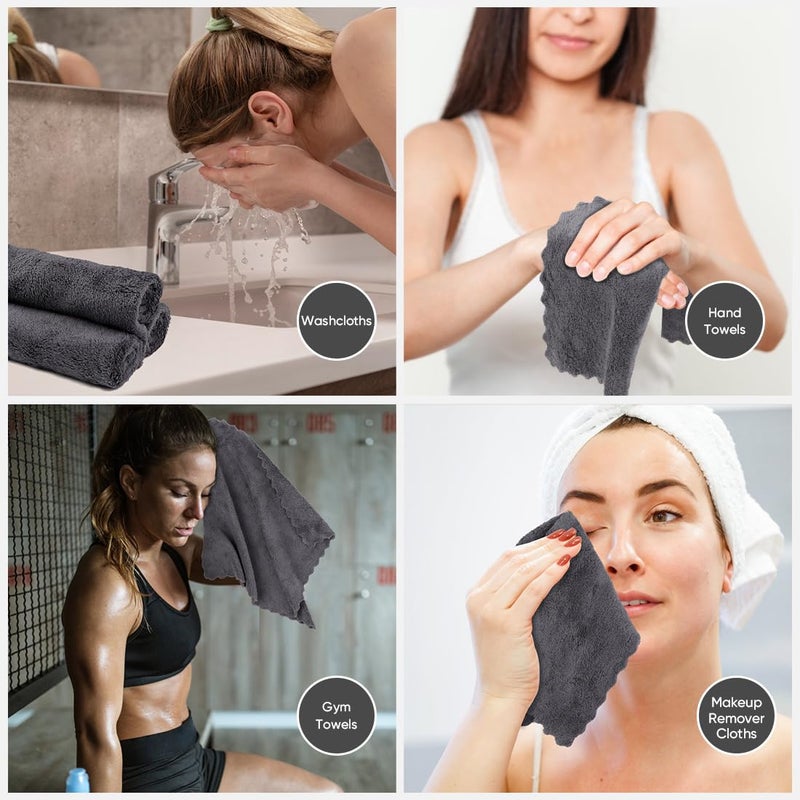 اورايتي مناشفات غسلات Orighty Premium 48 Pack Ultra Soft Playel مجموعات 12 × 12 بوصة وامتصعة وتجفيف سريع المخملية المخملية المخملية الغسيل متعدد الأغراض لأغذية متعددة الأغراض لفندق الحمام والصالة الرياضية (رمادي) - Image 4