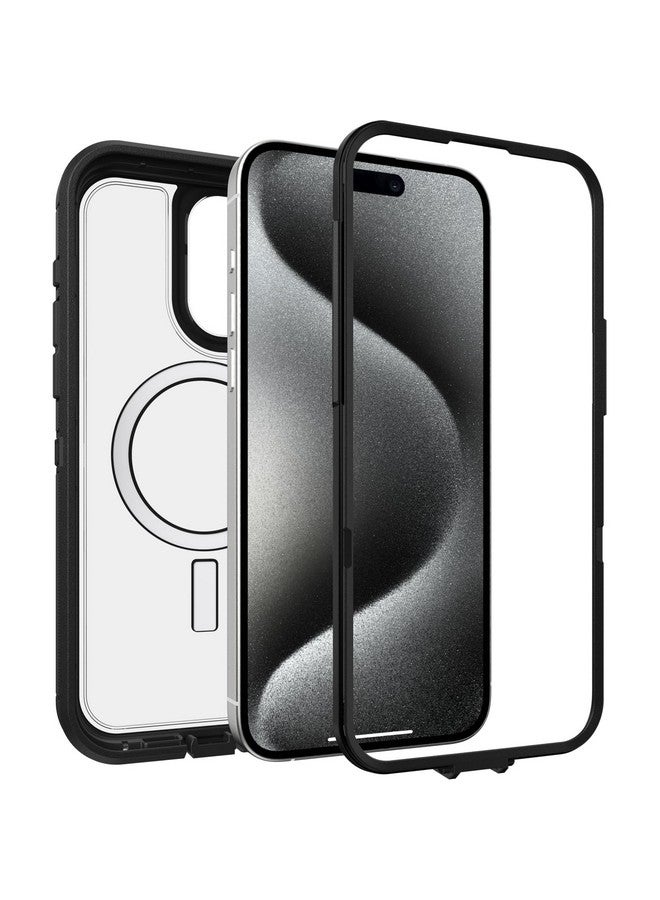 Otterbox OtterBox iPhone 15 Pro MAX (Only) Defender Series XT Clear Case - DARK SIDE (Black/Clear), screenless, rugged , snaps to MagSafe, lanyard attachment (Ships in Polybag, Ideal for Business Customers)  - Image 4